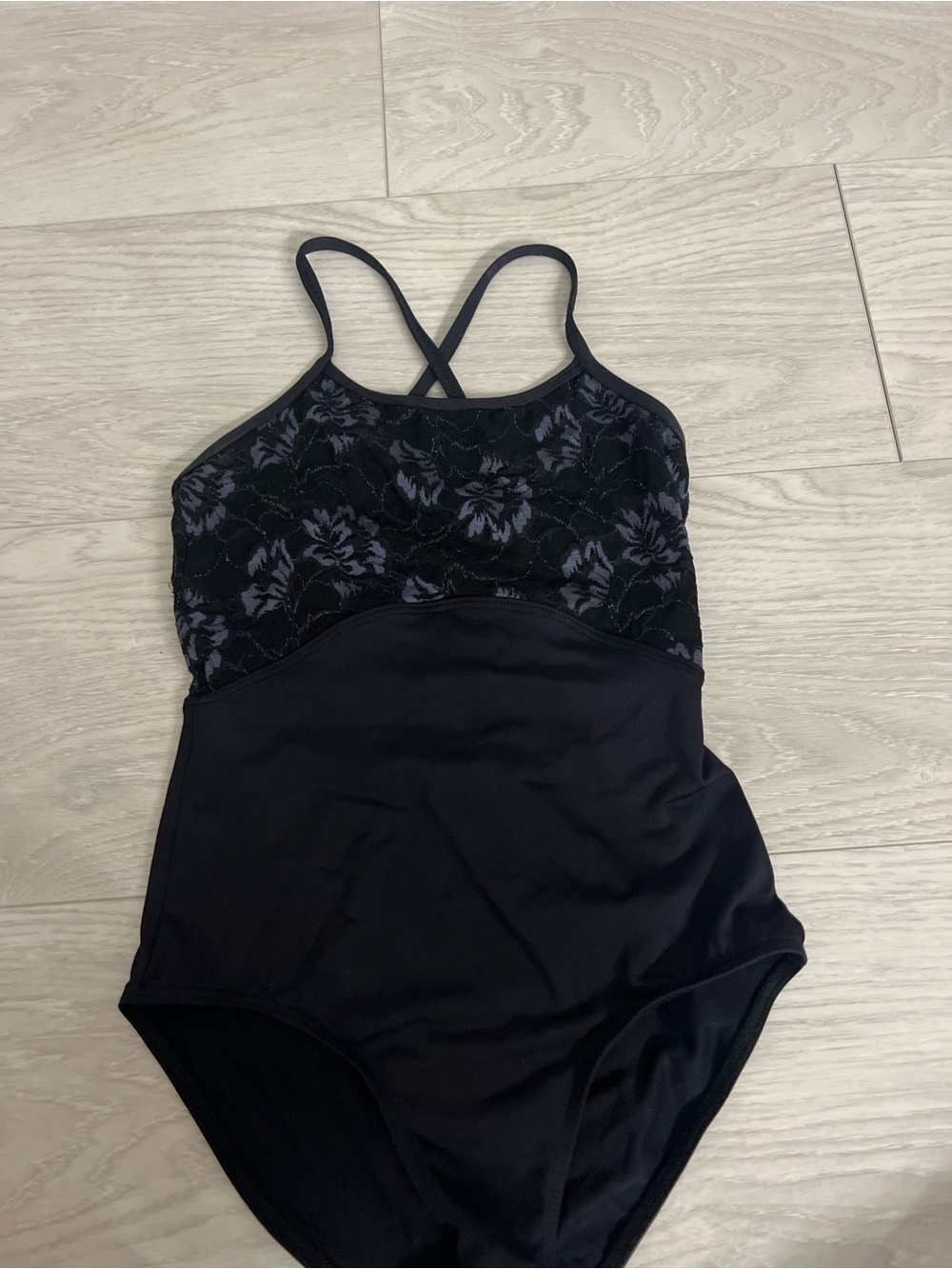 Lulli dance-wear Black Floral Lace ballet leotard